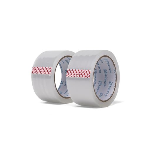 Neomate Low Noise Clear BOPP Packaging Tape | 48mm x 50m, Pack of 2 | Heavy-Duty Transparent Tape for Packaging, Decorating, DIY Projects - Image 1