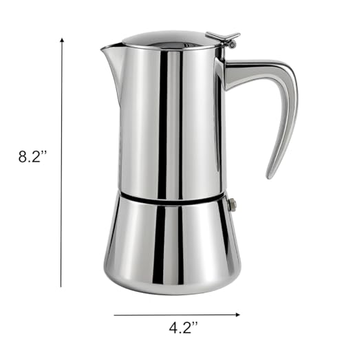 Natier Stainless Steel Stovetop Espresso Maker – Italian Moka Pot, Induction Compatible Espresso Coffee Maker with Safety Valve (6 Cups) - Image 3