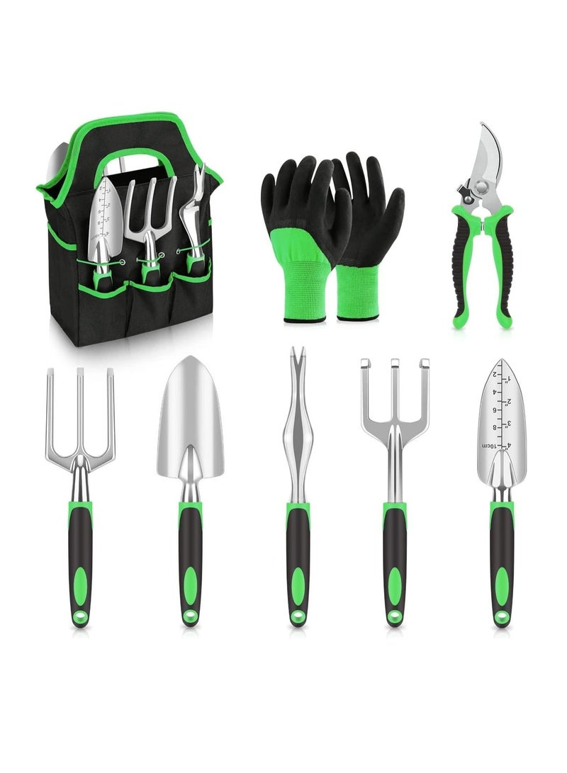 Generic Stainless Steel Heavy Duty Gardening Tool Set, with Non-Slip Rubber Grip, Storage Tote Bag, Outdoor Hand Tools, Ideal Garden Tool Kit Gifts for Women and Men（Green） - Image 1