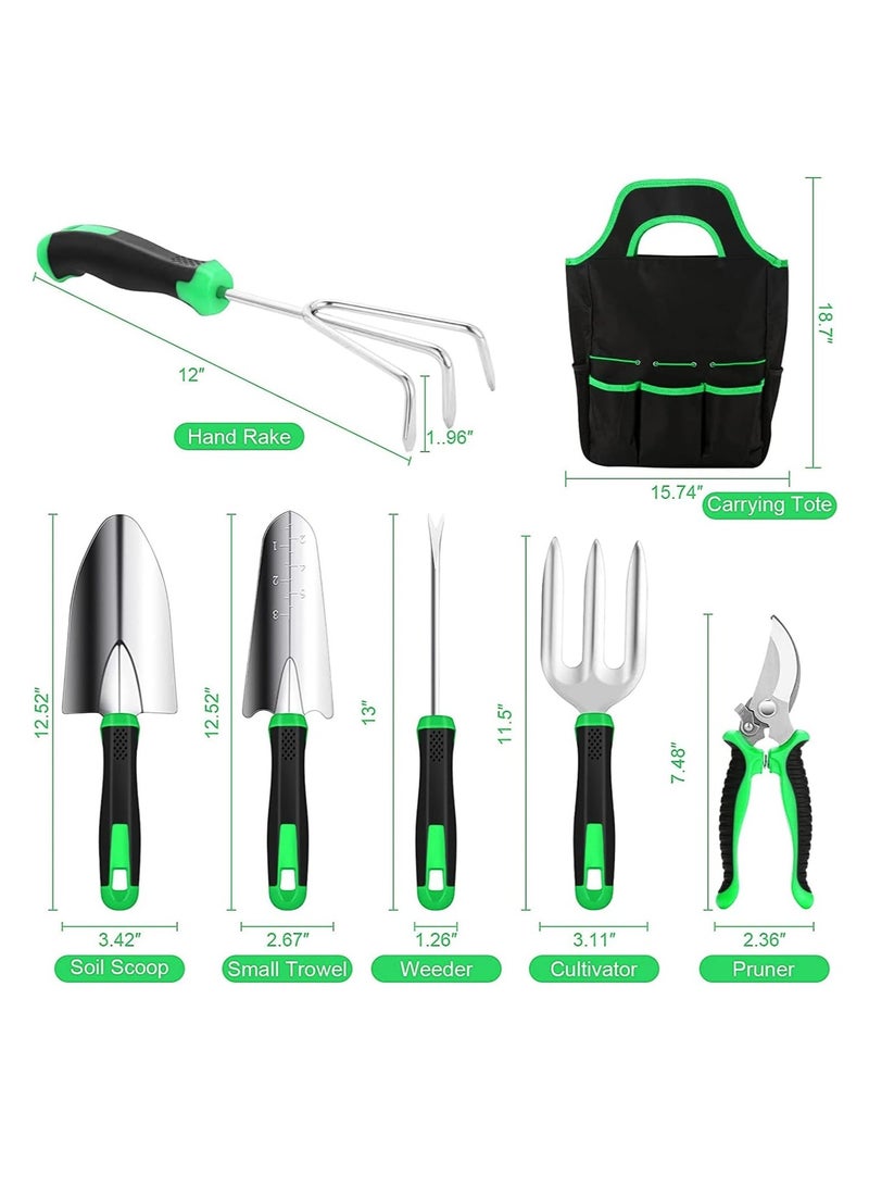 Generic Stainless Steel Heavy Duty Gardening Tool Set, with Non-Slip Rubber Grip, Storage Tote Bag, Outdoor Hand Tools, Ideal Garden Tool Kit Gifts for Women and Men（Green） - Image 2