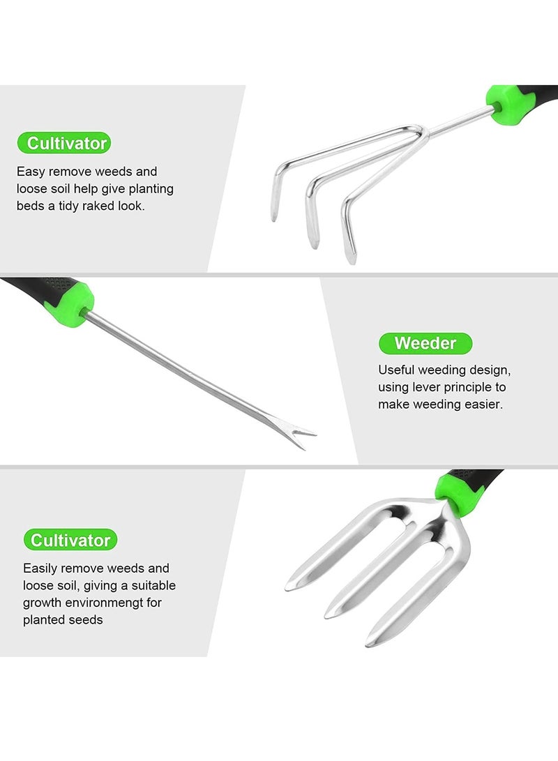 Generic Stainless Steel Heavy Duty Gardening Tool Set, with Non-Slip Rubber Grip, Storage Tote Bag, Outdoor Hand Tools, Ideal Garden Tool Kit Gifts for Women and Men（Green） - Image 3