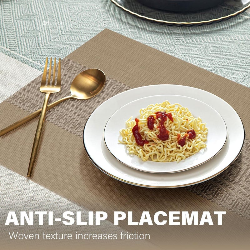 Wosta Placemats Set of 8 Luxury Elegant Placemats NonSlip Washable Table Mats for HomeDining Room Decoration K Brown Placement 8 PCS - Image 3