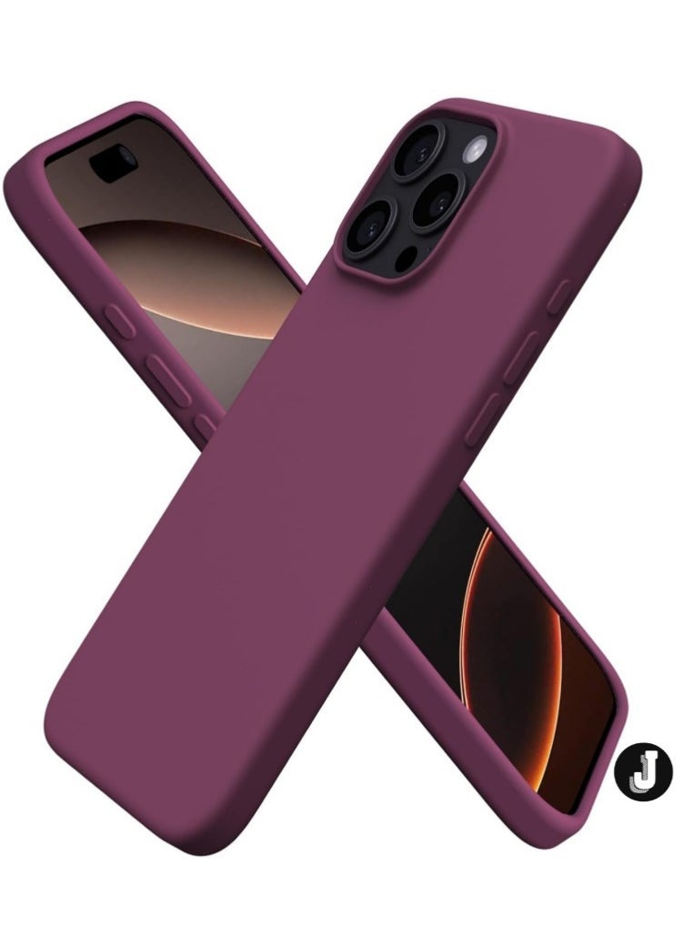 JAJEEK "New Wine Red Liquid Silicone Case for iPhone 16 Pro 6.3" – Shockproof & Scratch-Resistant" - Image 1