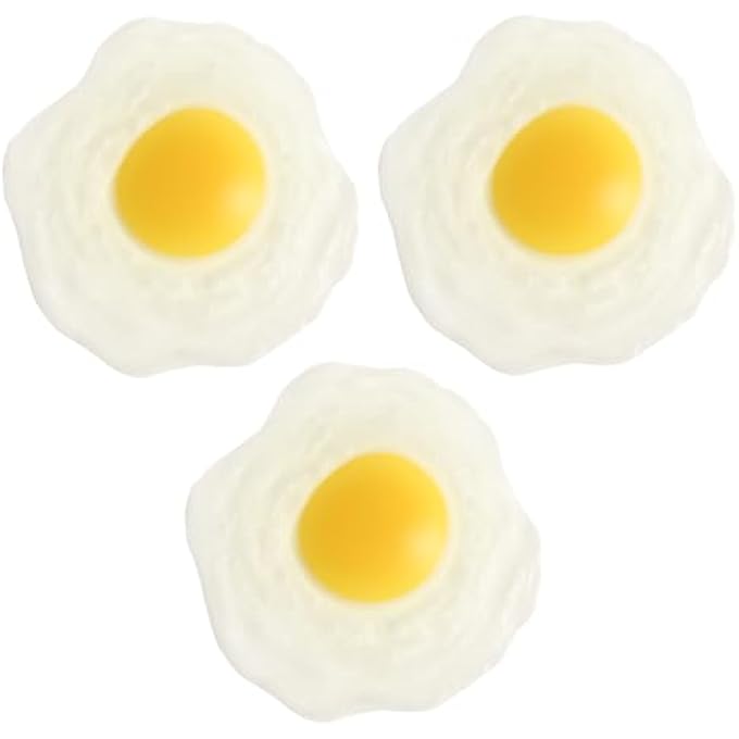 STOBOK 3pcs Squeeze Toy Fake Fried Eggs Pressure Relief Toy for Kids Adults Stress Relief Party Favors - Image 1