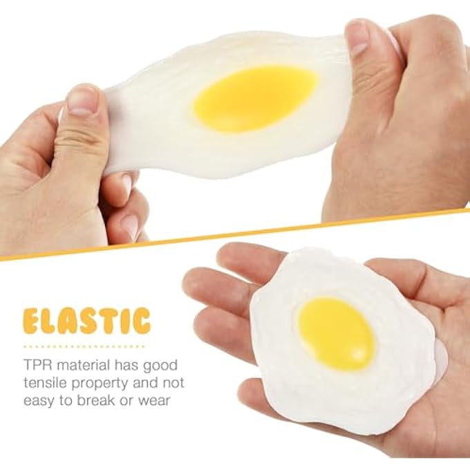 STOBOK 3pcs Squeeze Toy Fake Fried Eggs Pressure Relief Toy for Kids Adults Stress Relief Party Favors - Image 5