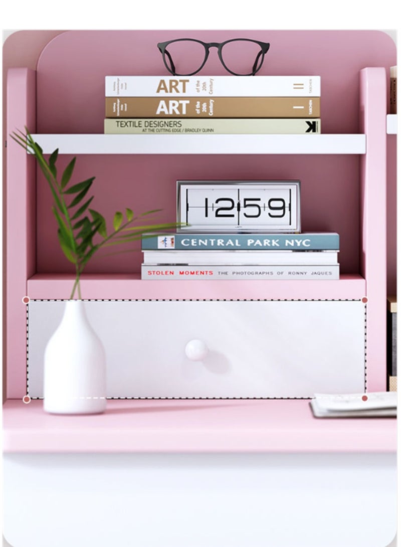 مكتب دراسة الأطفال ، طاولة الكتابة للطلاب الخشبية مع رف الكتب وخزانة التخزين ، طاولة الكمبيوتر مكتب المكتب مع رف تخزين الوثائق لقراءة الكتابة المنزلية ومكتب الكمبيوتر المحمول (الوردي ، YN118) - Image 3