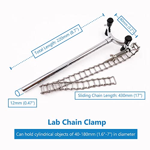 BEMAXYE Lab Chain Clamp with Adjustable Bosshead Clamp - Cylinder Holding Clip for Beakers Flasks Condensers Fixture, 40-180mm (1.6"-7") Holding Size, Set of 1 - Image 2