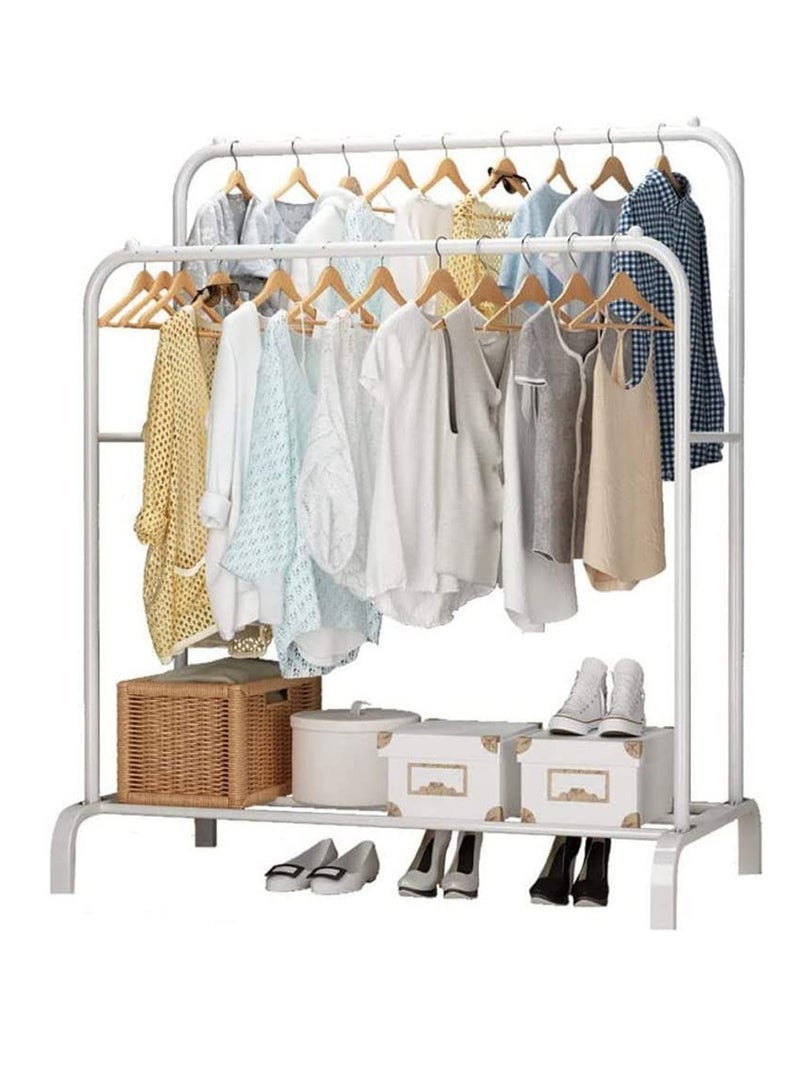 Double Rods Metal Clothes Organizer White - Image 1
