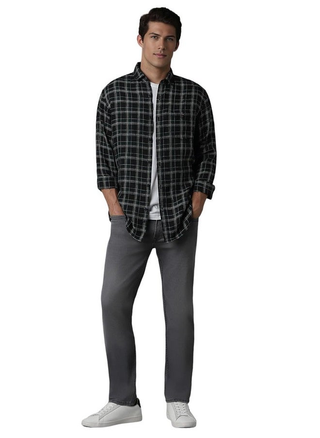 LOUIS PHILIPPE - Louis Philippe Men's Checkered Slim Fit Shirt (LRSFNSLBT15105_Navy - Image 1