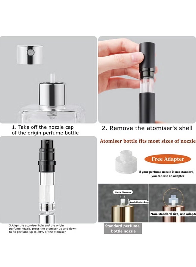 MHONGWEI Lisapack 8ML Travel Spray Bottles (3pcs) Empty Cologne Bottles, Portable Sprayers (Black, Silver, Gold) - Image 2