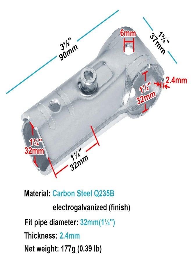eoere 10 Sets T Pipe Clamp Connector for 1-1/4" x 1-1/4" (1.25" OD) Round Tube Frame, Chain Link Fence Tee Clamps, Carbon Steel - Image 2