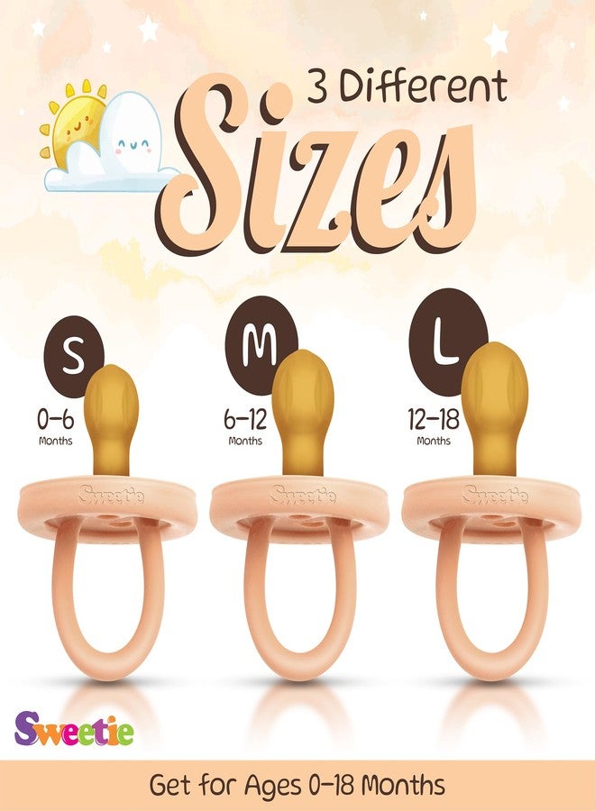 SWEETIE Rubber Pacifier Natural Rubber Pacifier Rounded Light Pink Large 12-18 Month - Image 3