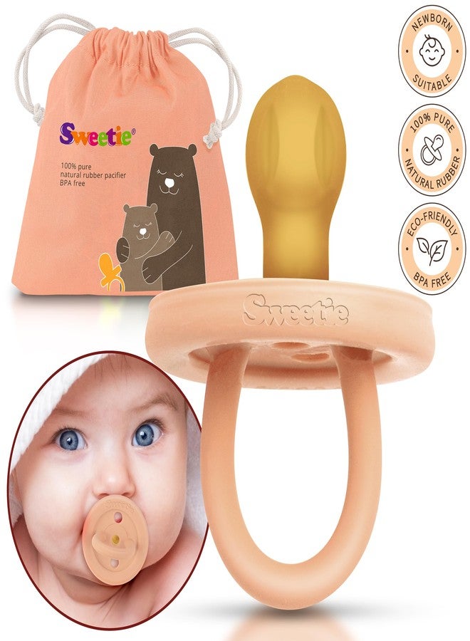 SWEETIE Rubber Pacifier Natural Rubber Pacifier Rounded Light Pink Large 12-18 Month - Image 2
