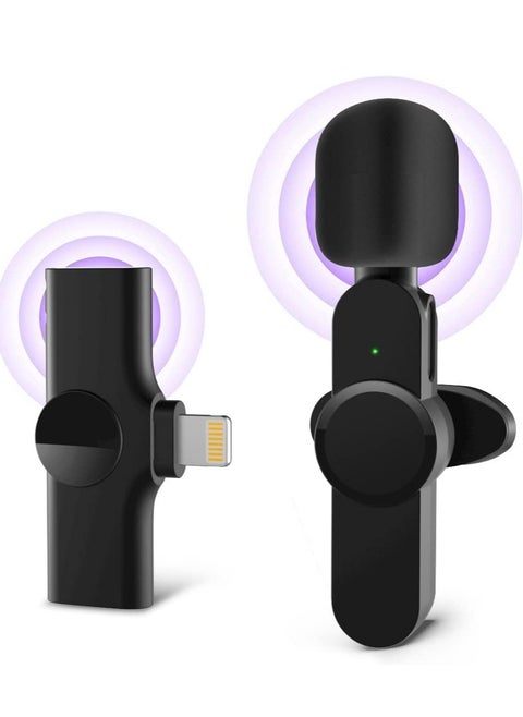 Upgraded （Plug-Play） Wireless Lapel Lavalier Microphone for iPhone iPad Recording,YouTube Facebook Live Stream,Vlog, Auto-Sync Wireless Mic with 2 Clips (No Need App/Bluetooth)