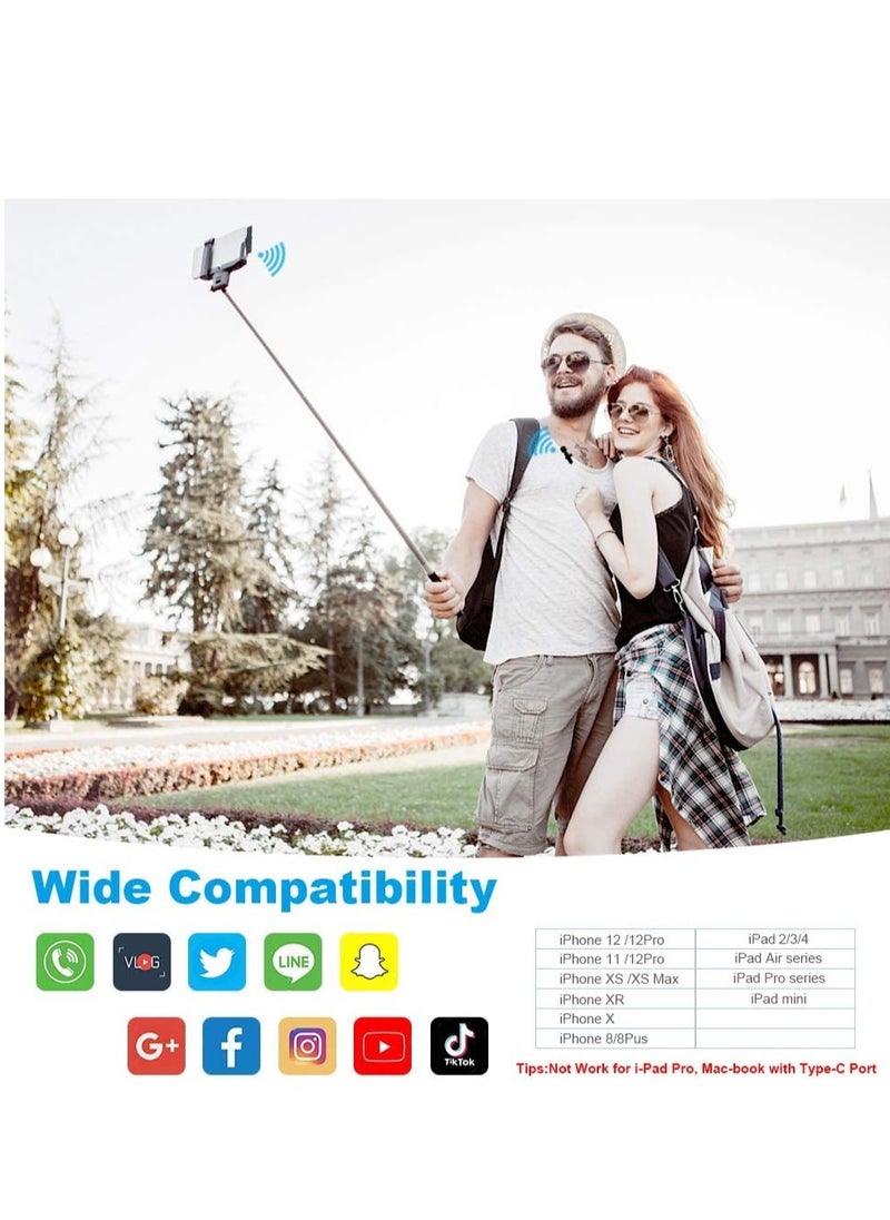 Upgraded （Plug-Play） Wireless Lapel Lavalier Microphone for iPhone iPad Recording,YouTube Facebook Live Stream,Vlog, Auto-Sync Wireless Mic with 2 Clips (No Need App/Bluetooth)