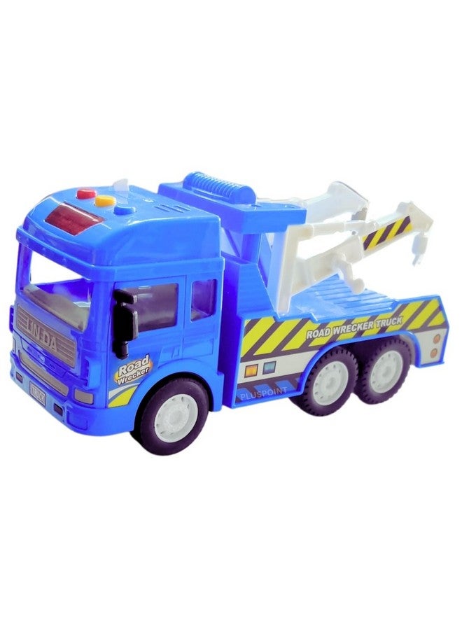 PLUSPOINT PLUSPOINT Tow Truck Crane Rescue Toy Truck Push & Go Police Vehicle Toy | Realistic Friction Powered with Lights and Sound Car Carrier Wrecker City Service Truck for Kids Ages 3 Up  - Image 1