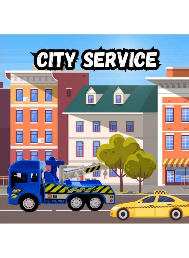 PLUSPOINT PLUSPOINT Tow Truck Crane Rescue Toy Truck Push & Go Police Vehicle Toy | Realistic Friction Powered with Lights and Sound Car Carrier Wrecker City Service Truck for Kids Ages 3 Up  - Image 5