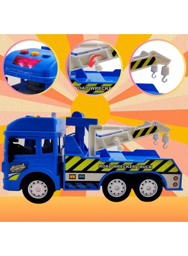 PLUSPOINT PLUSPOINT Tow Truck Crane Rescue Toy Truck Push & Go Police Vehicle Toy | Realistic Friction Powered with Lights and Sound Car Carrier Wrecker City Service Truck for Kids Ages 3 Up  - Image 2