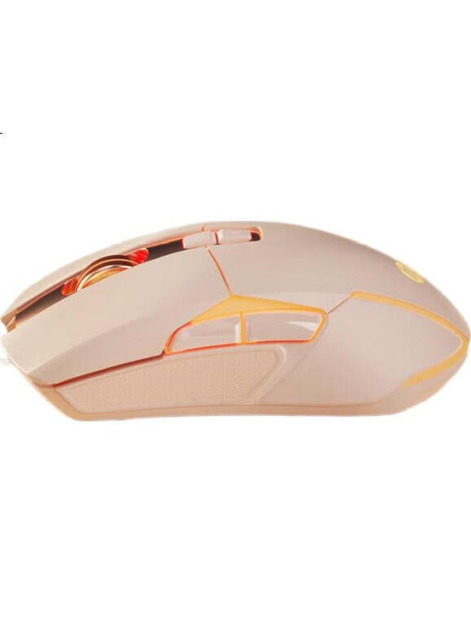 Hp G260 Gaming Mouse Macro Programming E-Sports Gaming Special Internet Cafe Laptop Desktop Office Home Metal Mechanical Texture Wired Mouse Milk Tea Color Silent - Image 2