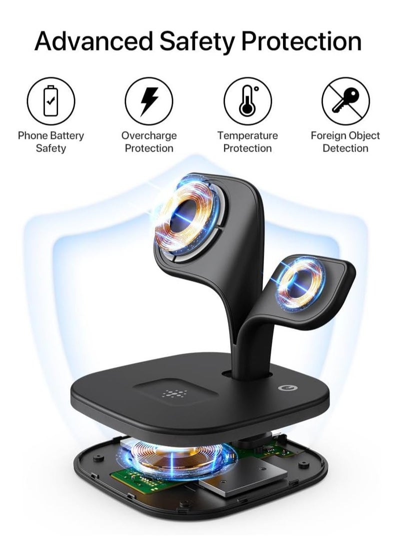 AMROAH 2025 3 in 1 Wireless Charging Station with Fast Charger, Foldable Magsafe Wireless Charger for Multiple Devices iPhone 16/15/14/13/12 Pro Max Plus Watch 1-9 AirPods Pro Samsung Galaxy Pixel  - Image 5