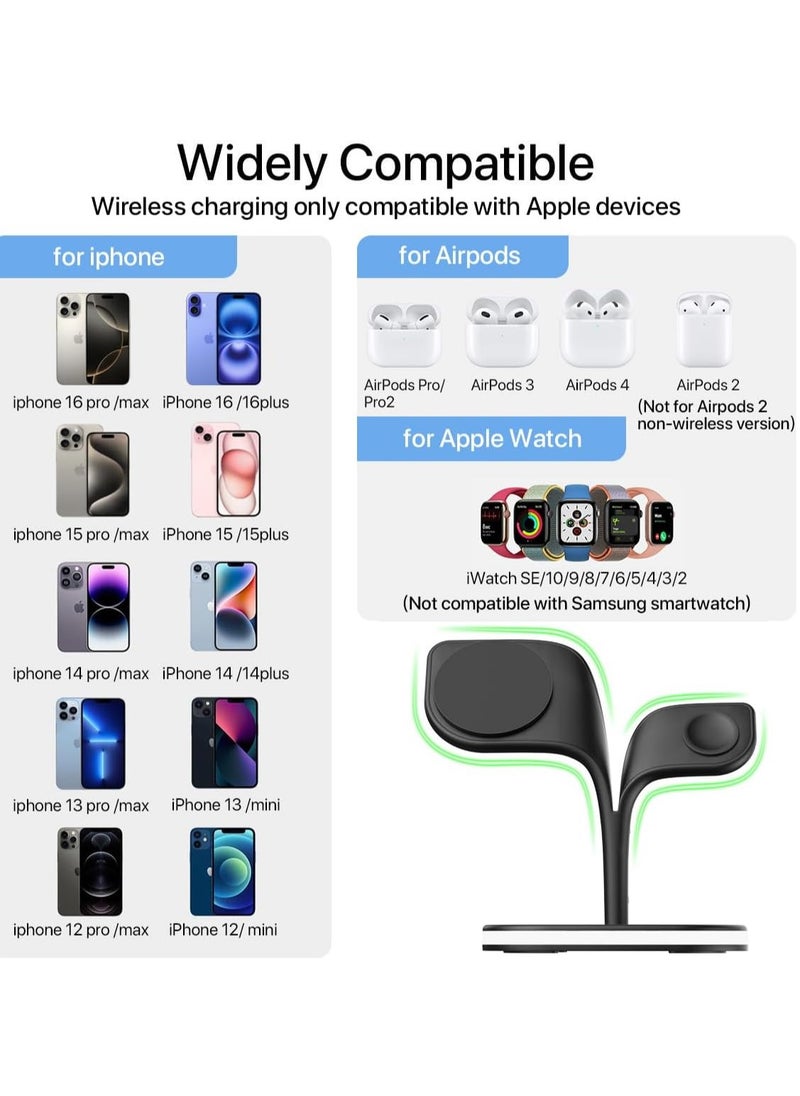 AMROAH 2025 3 in 1 Wireless Charging Station with Fast Charger, Foldable Magsafe Wireless Charger for Multiple Devices iPhone 16/15/14/13/12 Pro Max Plus Watch 1-9 AirPods Pro Samsung Galaxy Pixel  - Image 3