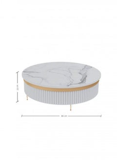 Round Coffee Table Set in Elegant Dark Gray with Gold Accents – Luxurious White Marble Surface – Large Table (Diameter: 80 cm, Height: 23 cm) & 4 Side Tables (Diameter: 33 cm, Height: 23 cm) - pzsku/Z925770C708ACB6FFF548Z/45/_/1738612044/5034dbf8-8c0c-435f-87a4-6c41fb3e451a