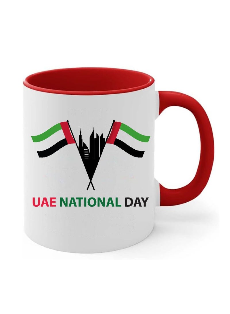 كوب سيراميك بلونين لليوم الوطني لدولة الإمارات العربية المتحدة - أمة تتحقق فيها الأحلام - هدايا لليوم الوطني لدولة الإمارات العربية المتحدة - Image 1