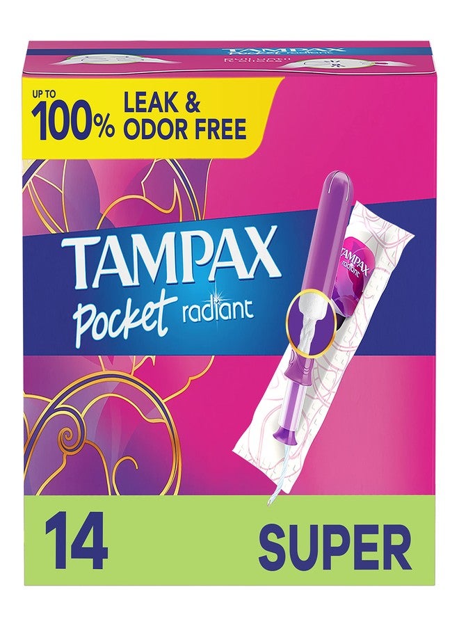 Tampax Radiant Tampons, Super Absorbency, with Leakguard Braid, Unscented, 14 Ct - Image 1