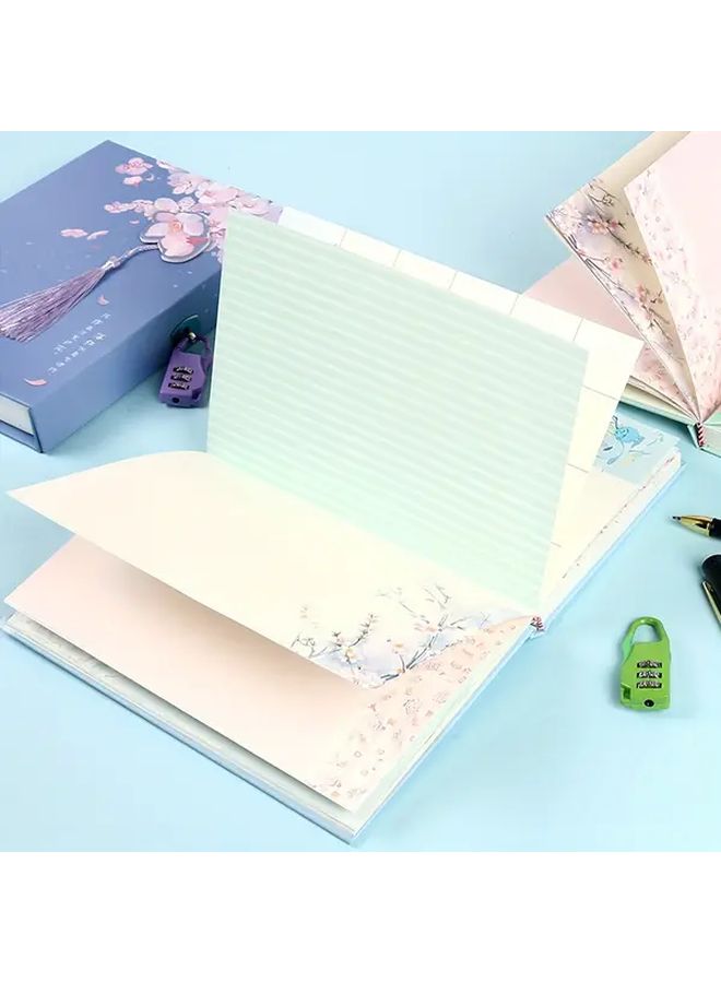 Elegant Floral Hardcover Journal with Combination Lock 80 Pages Pen Included - Image 4