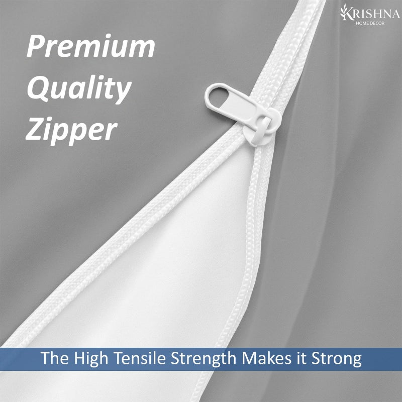 KRISHNA 1 Piece Zipper Fitted Mattress Encasement Sheet, Hotel Quality Soft Brushed Microfiber, Fits Upto 12 Inch Deep Mattresses, Shrink & Fade Resistant Easy Care, Queen 60" x 80", Light Grey - Image 3