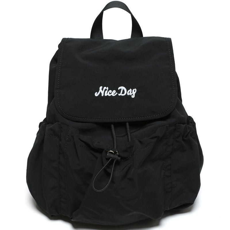 EHOOO Pink Drawstring Flap Backpack - Lightweight School Bag for Teens, Korean Style Casual Daypack with  Embroidery