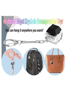 Generic Keyboard Toys, 2 Pcs Fidget Keyboard Keychain, Relief Finger Keyboard Keychain, Exercise Wrist & Stress Relief, for Adult and Children to Pass The Time (White&Black)  - Image 3