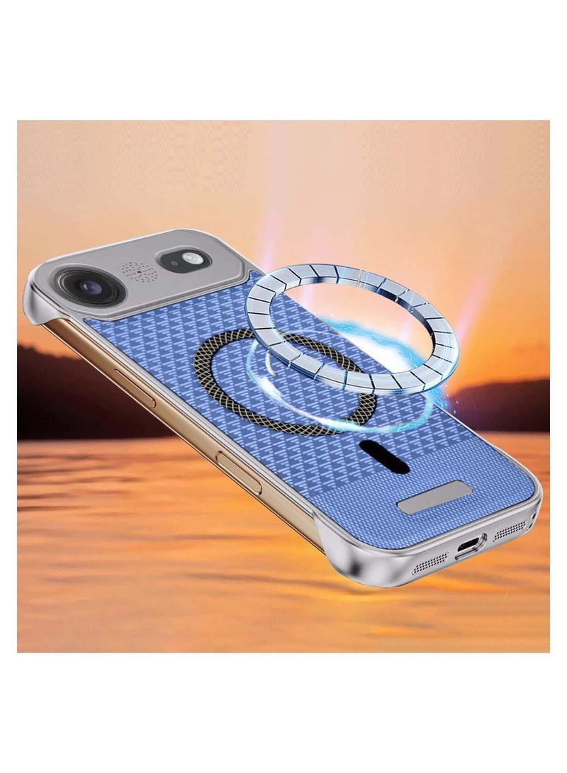 دبليو تيك غطاء حماية لهاتف آيفون آير 5G 2025 معدن مغناطيسي بدون إطار بنسيج قماشي نحيف مع Magsafe من PC (MCCPSN) - رمادي/أزرق - Image 2