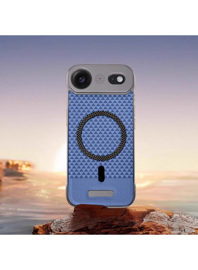 دبليو تيك غطاء حماية لهاتف آيفون آير 5G 2025 معدن مغناطيسي بدون إطار بنسيج قماشي نحيف مع Magsafe من PC (MCCPSN) - رمادي/أزرق - Image 4