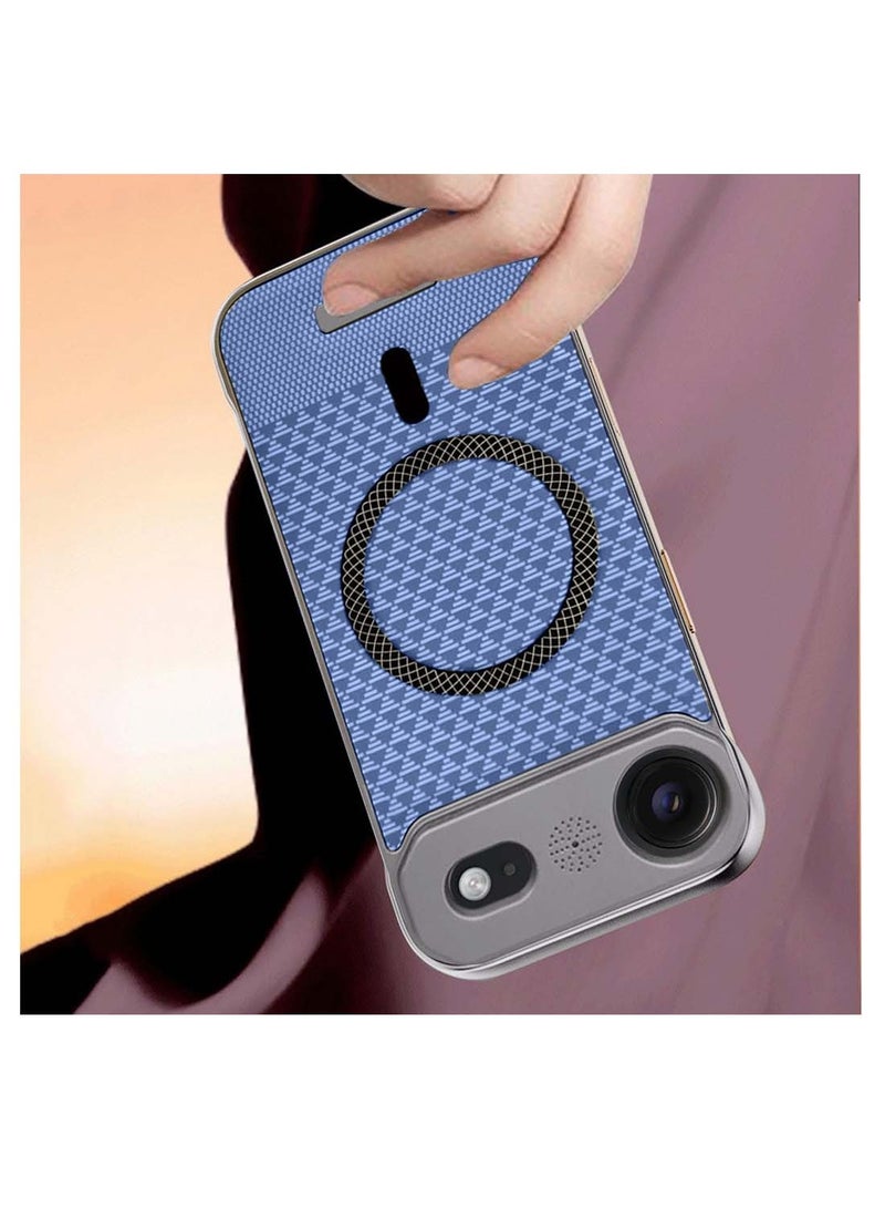 دبليو تيك غطاء حماية لهاتف آيفون آير 5G 2025 معدن مغناطيسي بدون إطار بنسيج قماشي نحيف مع Magsafe من PC (MCCPSN) - رمادي/أزرق - Image 3