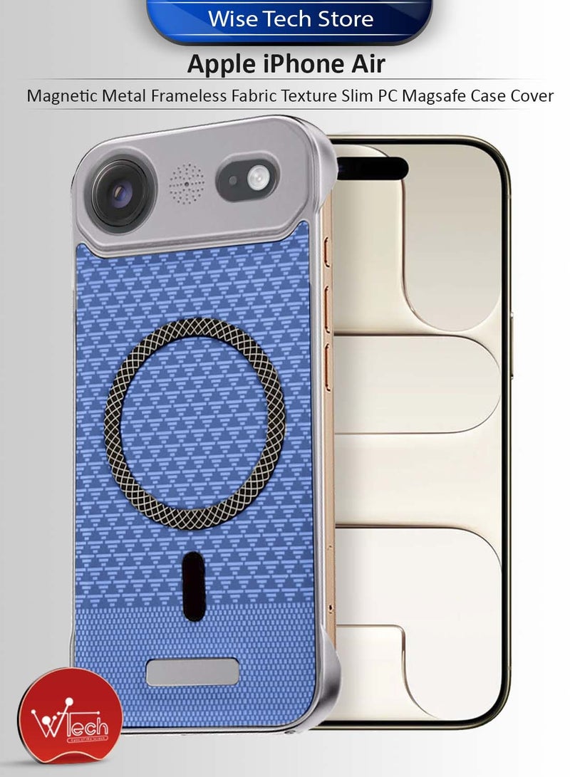 دبليو تيك غطاء حماية لهاتف آيفون آير 5G 2025 معدن مغناطيسي بدون إطار بنسيج قماشي نحيف مع Magsafe من PC (MCCPSN) - رمادي/أزرق - Image 1