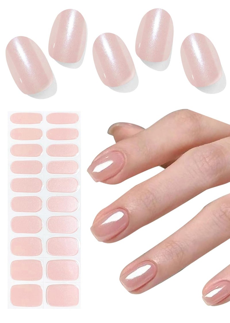Wahrshei Semi Cured Gel Nail Strips 20pcs Glazed Donut Pink Gel Nail Stickers for Home Nails DIY - Image 3