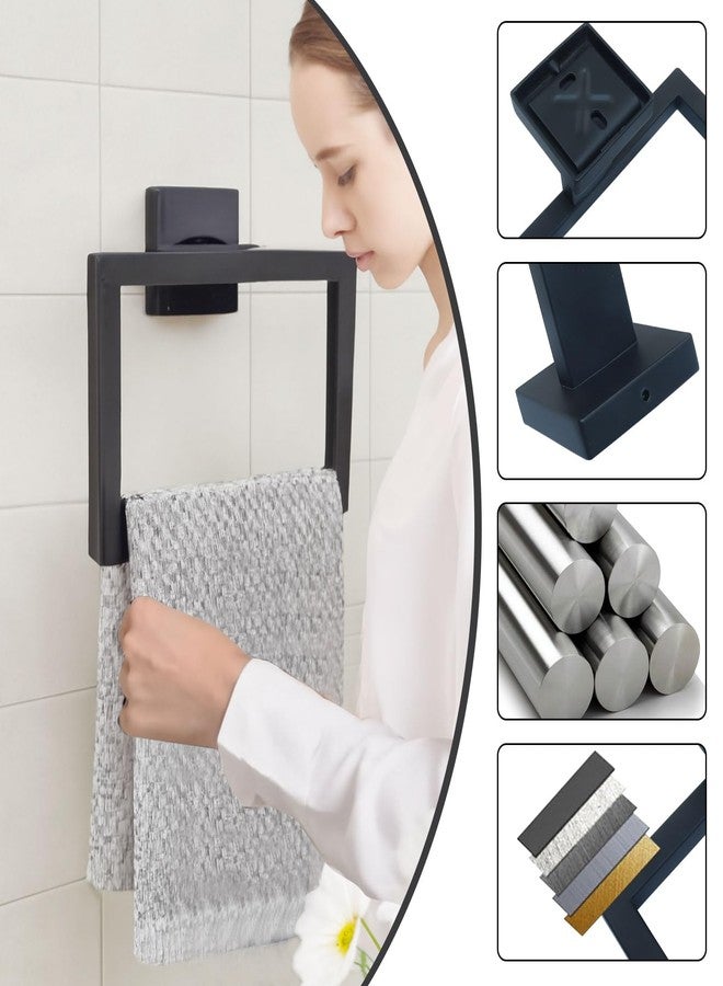 Rierdge Matte Black Towel Ring - Premium Stainless Steel Bathroom Accessory, Sleek Square Design Hand Towel Holder, Durable Wall-Mounted Towel Hanger for Contemporary Bathroom, 2 Pcs - Image 5