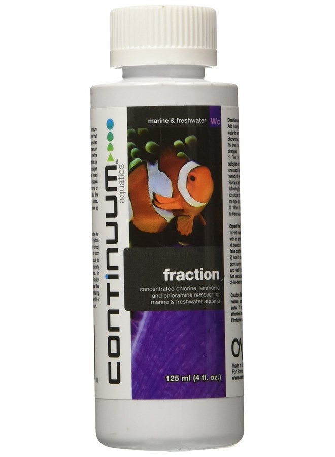 كونتينوم أكواتيكس Continuum Aquatics Fraction - مُكيف مياه مركّز يزيل على الفور الكلور والأمونيا والكلورامين من أحواض المياه المالحة والعذبة البحرية سعة 125 مل - Image 1