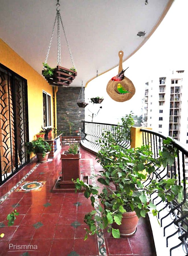 One Top Hand Made Pure Natural Coir Bird Hanging Nest Cage House for Indoor Out Door Balcony Tree Bird nest Wall Mounting, Tree Mounting, Free Standing Houses Bird House - Image 3
