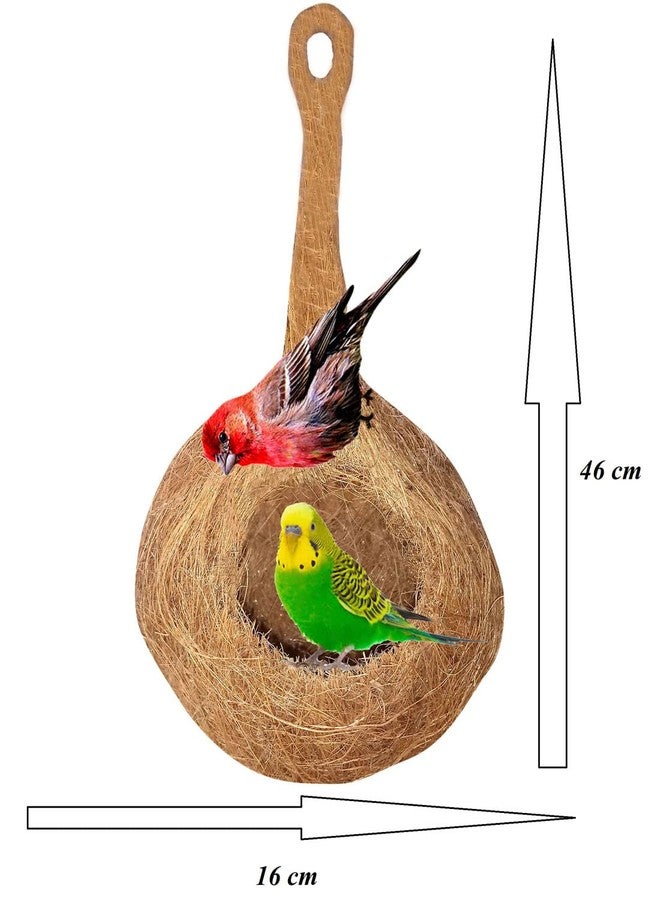 One Top Hand Made Pure Natural Coir Bird Hanging Nest Cage House for Indoor Out Door Balcony Tree Bird nest Wall Mounting, Tree Mounting, Free Standing Houses Bird House - Image 2