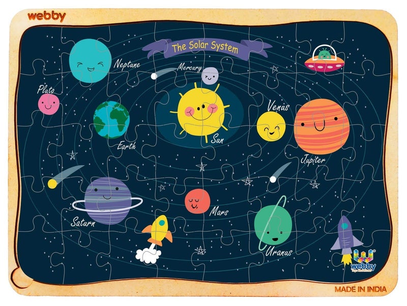Webby Outer Space Solar System Wooden Jigsaw Puzzle (Multicolour) - 40 Pieces - Image 1