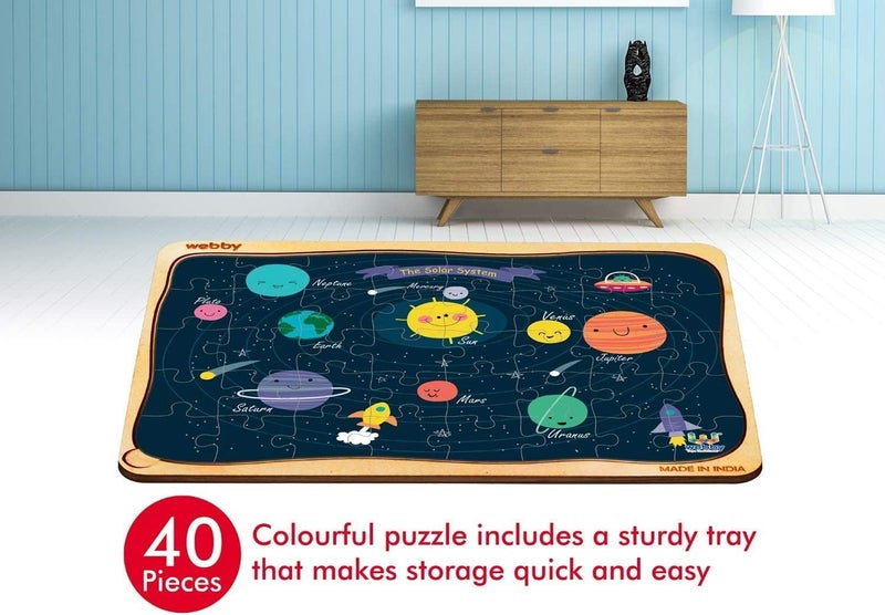 Webby Outer Space Solar System Wooden Jigsaw Puzzle (Multicolour) - 40 Pieces - Image 2