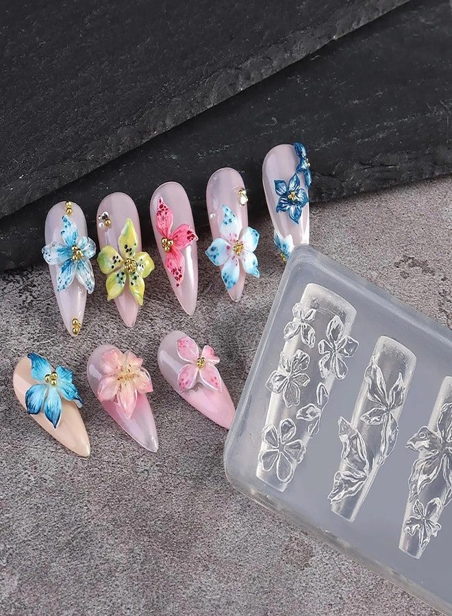 HYWWPFLAY Hibiscus Silicone Nail Molds, 2PCS Flower Burtterfly Nail Charm Mold with Carving Pen, Resin Modeling Templates, 3d Gel Nail Art Sculpture Decoration for Women DIY Manicure Supplies - Image 4