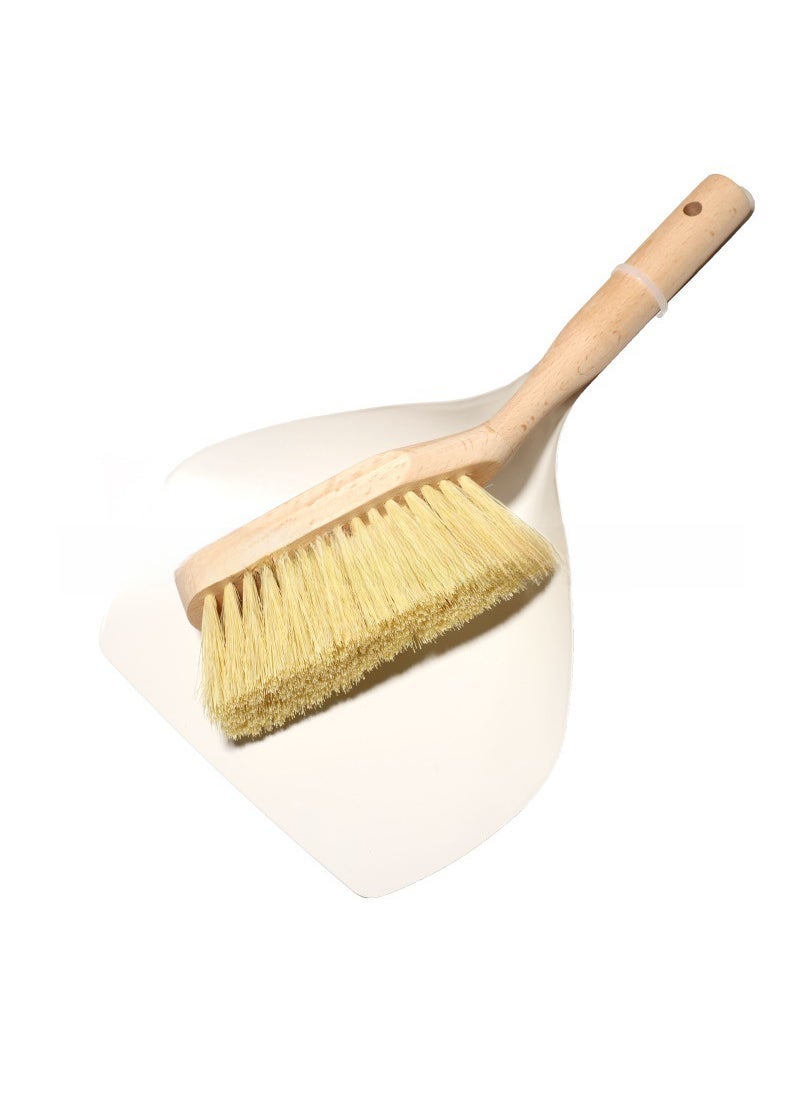 1 x 5 pcs Beechwood Nylon Broom Dustpan Set White Medium white dustpan/sisal wool 