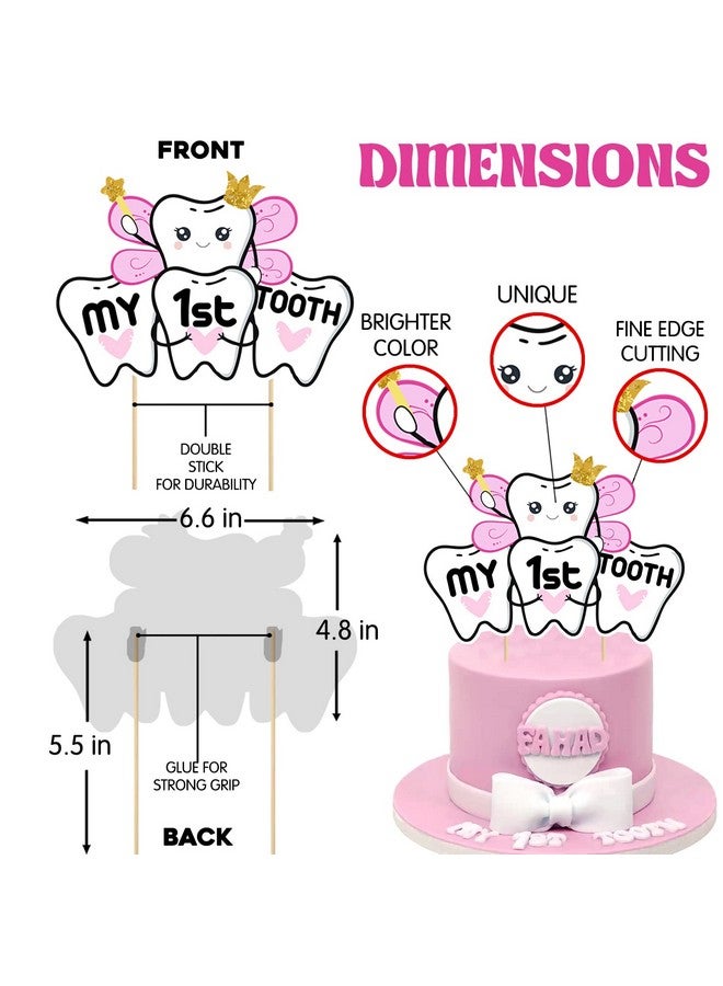 ZYOZIQUE 37 Pcs -I Got My First Tooth Decoration/First Tooth Decoration/First Tooth Decoration Items For Baby/My First Tooth Decoration/1st Tooth Photoshoot Decoration-Balloons, Colour Pink - Image 5