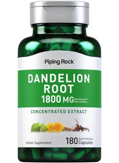 Piping Rock Dandelion Root Herbal Supplement | 1800Mg Capsules | 180 Count | Concentrated Extract | Gluten Free, Non-Gmo  - Image 1