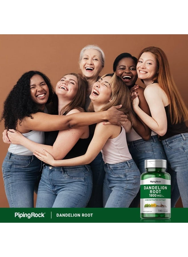 Dandelion Root Herbal Supplement | 1800Mg Capsules | 180 Count | Concentrated Extract | Gluten Free, Non-Gmo