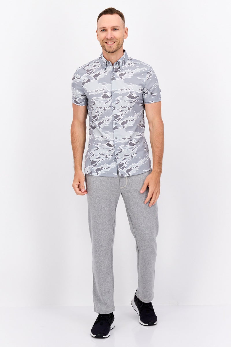 PERRY ELLIS Men Slim Fit Camouflage Short Sleeve Casual Shirt, Multicolor - Image 3