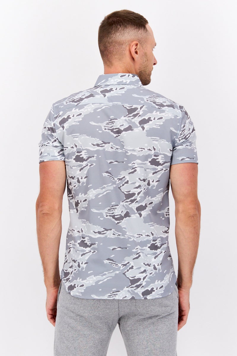 PERRY ELLIS Men Slim Fit Camouflage Short Sleeve Casual Shirt, Multicolor - Image 4